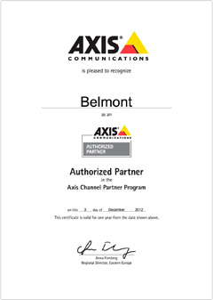 Belmont авторизованный партнер Axis сommunications  (Axis channel program)